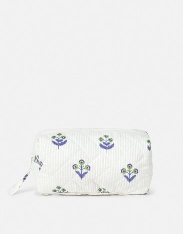 Natura -Toilettas - Klein - yaya wit met blauwe bloemen