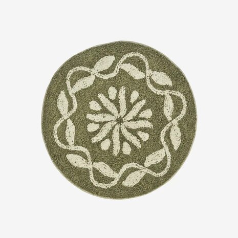 Madam Stoltz - badmat - kaki/off white - 60cm rond