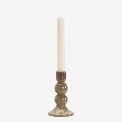 Madam Stoltz - kaarshouder - glas - taupe - klein