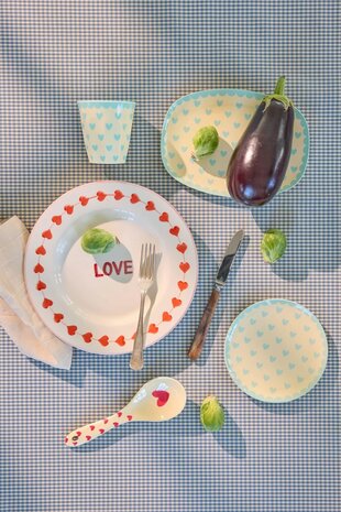 Rice - Melamine taartbord - mint - hartjes - klein