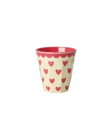 Rice - Melamine Cup - Espresso - Rood - Favorite Hearts Print