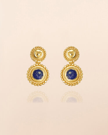 Muja Juma - oorbel -zilver verguld - stud Sagitta - lapis lazuli 2mm round