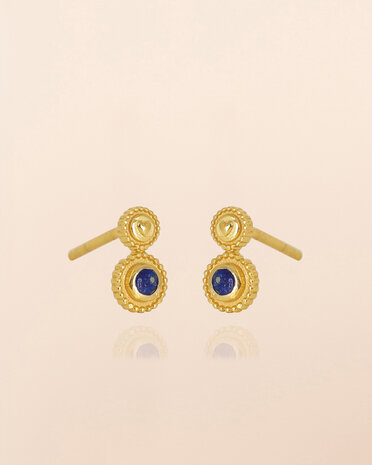Muja Juma - oorbel -zilver verguld - stud Sagitta - lapis lazuli 2mm round