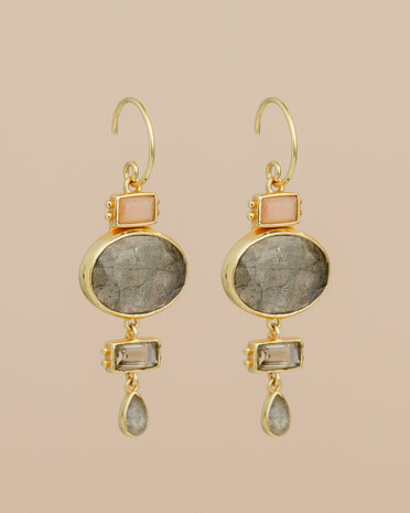 Muja Juma - oorbel -zilver verguld - labradorite 10x14mm oval