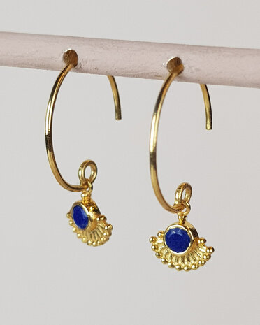 Muja Juma - oorbel -zilver verguld - Dorado - lapis lazuli 3mm round