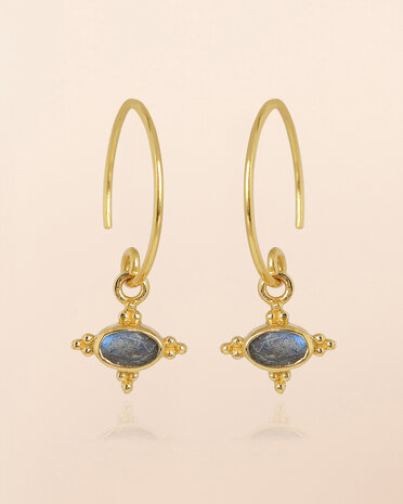 Muja Juma - oorbel -zilver verguld - Dorado - labradorite 3x5mm oval