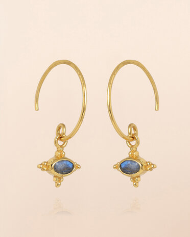 Muja Juma - oorbel -zilver verguld - Dorado - labradorite 3x5mm oval