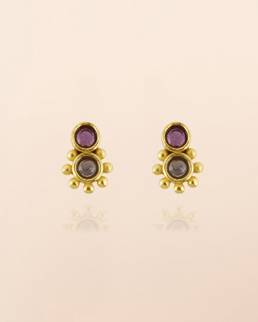 Muja Juma - oorbel -zilver verguld - stud Vela - amethyst 2mm round