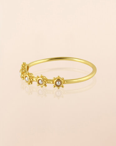 Muja-Juma - Ring - zilver verguld - Volans - Parel - maat 52