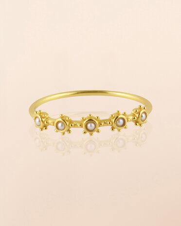 Muja Juma - Ring - goldplated - Volans - Pearl - size 52