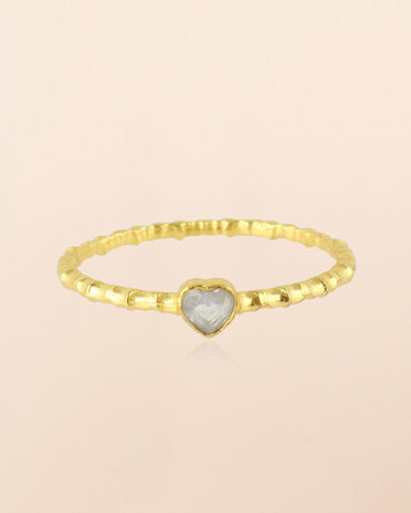 Muja-Juma - Ring - zilver verguld - Thebe - Witte maansteen - Maat 56