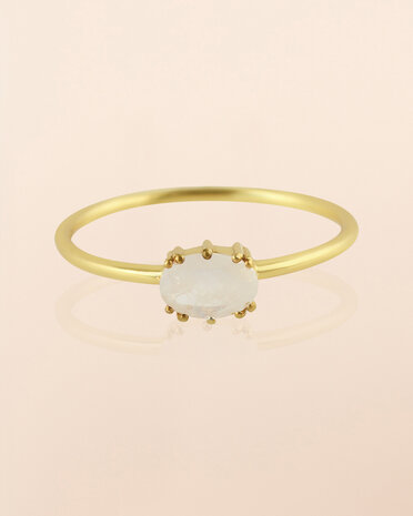 Muja-Juma - Ring - zilver verguld - Hyperion - Witte maansteen - maat 54