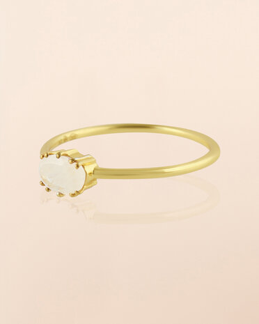 Muja-Juma - Ring - zilver verguld - Hyperion - Witte maansteen - maat 54