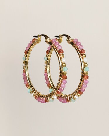 My Heritage - oorbel - &Oslash;30mm tourmaline mixed gemstones EN