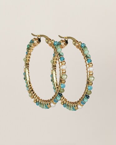 My Heritage - oorbel -&Oslash;30mm apatite mixed gemstones CA