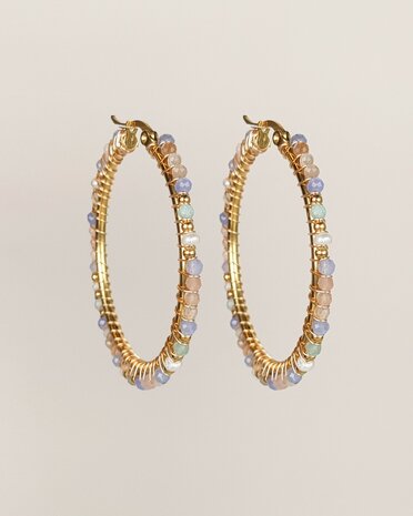 My Heritage - oorbel - &Oslash;30mm tanzanite mixed gemstones HT