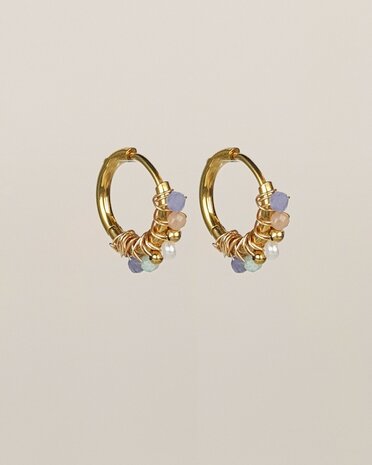 My Heritage - oorbel - tanzanite mixed gemstones - 12mm