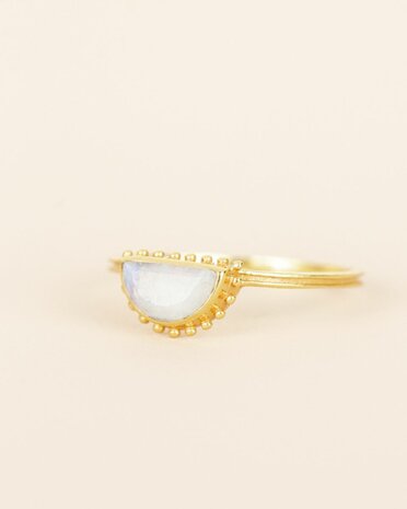 Muja Juma - ring - Beldi - white moonst 4x8mm - size 54