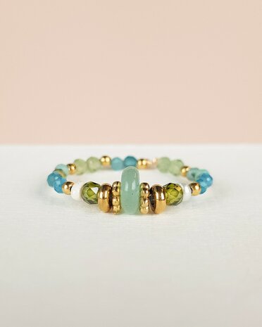 My Heritage - ring - apatite mixed gemstones and one oval stone