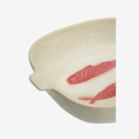 Madame Stoltz - Ovenschaal - Vis - Off white/ rood