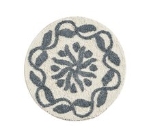 Madam Stoltz - badmat - off white/dusty blue - 60cm rond