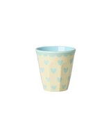 Rice - Melamine Cup - Espresso - Blauw - Favorite Hearts Print