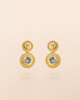 Muja Juma - oorbel -zilver verguld - stud Sagitta - labradorite 2mm round