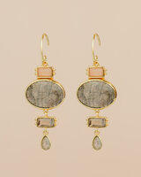 Muja Juma - oorbel -zilver verguld - labradorite 10x14mm oval