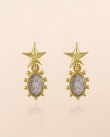 Muja Juma - oorbel -zilver verguld - stud Vela - labradorite 3x5mm oval