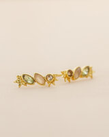 Muja Juma - oorbel -zilver verguld - stud Pyxis - peach moonstone 2x4mm marquise