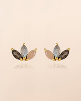Muja Juma - oorbel -zilver verguld - stud Triton - smokey quartz 2,5x5mm