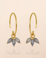 Muja Juma - oorbel -zilver verguld - Triton - labradorite 2,5x5mm