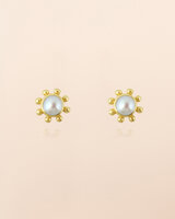 Muja Juma - oorbel -zilver verguld - stud Lepus - pearl 2mm round