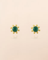 Muja Juma - oorbel -zilver verguld - stud Lepus - green agate 2mm round