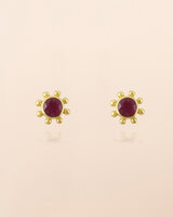 Muja Juma - oorbel -zilver verguld - stud Lepus - ruby 2mm round
