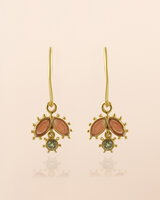 Muja Juma - oorbel -zilver verguld -Corvus - peach moonstone 2,5x5mm