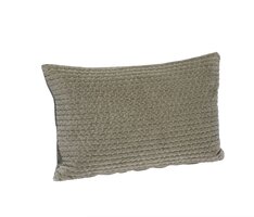 Madam Stoltz - Quilted velvet kussen - grijsgroen