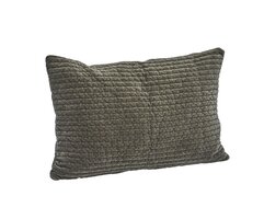 Madam Stoltz - Quilted velvet kussen - donkergrijs