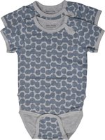 Melton romper grey with dark blue pattern (short sleeve) 